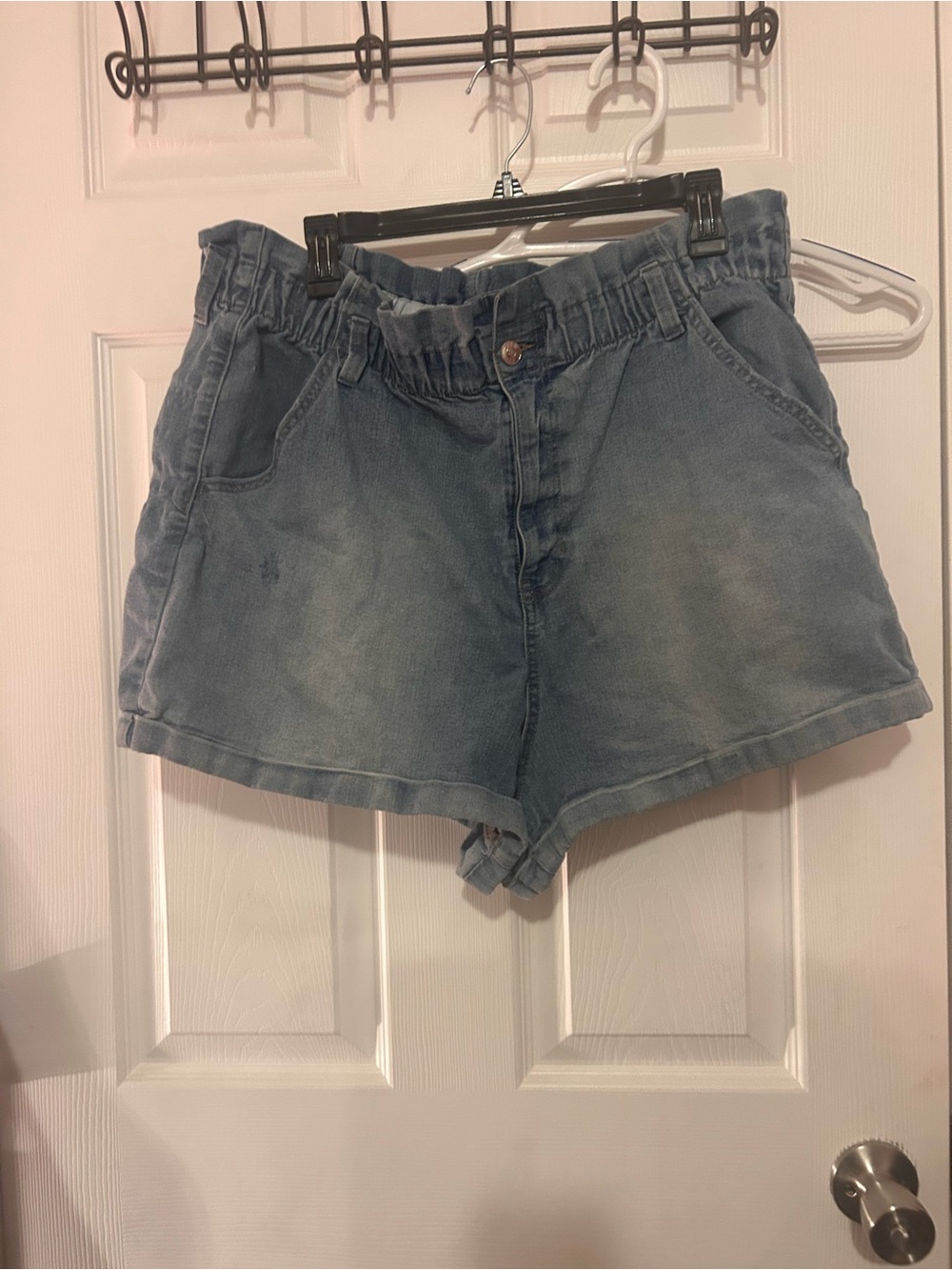 NOBO Light Blue Paperbag Waist Denim Shorts